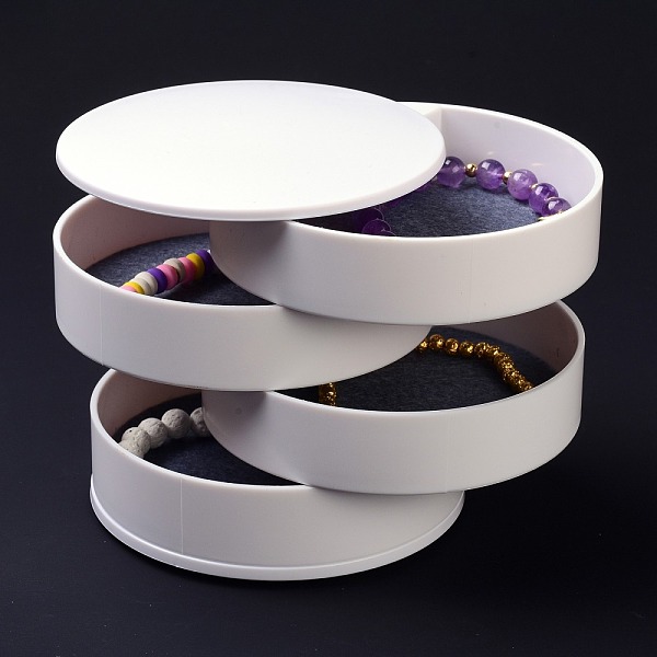 

PandaHall 4-Layer Rotating Travel Jewelry Tray Case, Jewelry Organizer with Felt Cloth, for Bracelets Rings Bracelets, White, 10.05x10.4cm...