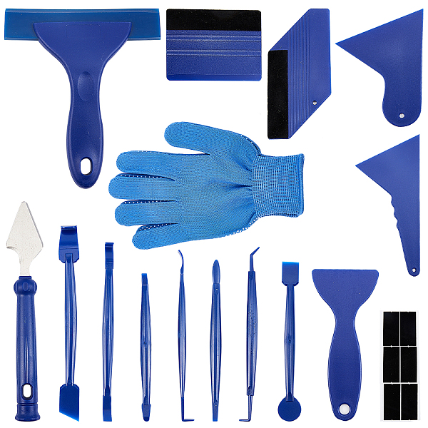 

PandaHall Gorgecraft Change Film Protector Multi-Function Tool Set, Include Car Vinyl Glue Cutting Tool, Micro Squeegees, Felt Squeegee and..., Blue