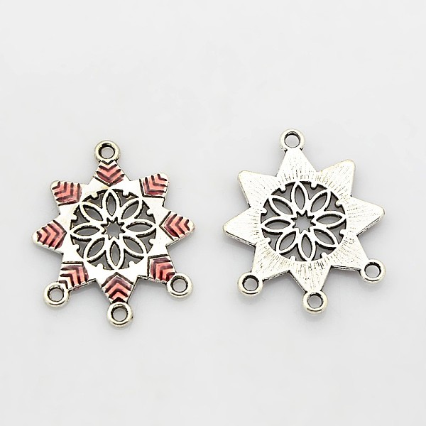 

PandaHall Antique Silver Tone Alloy Enamel Chandelier Components, Flower, Indian Red, 31x26x2mm, Hole: 2mm Alloy+Enamel Flower Red
