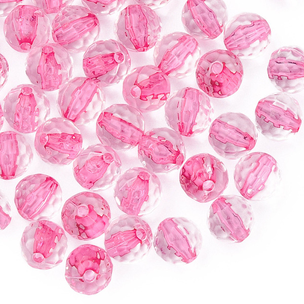 

PandaHall Transparent Acrylic Beads, Round, Faceted, Deep Pink, 8mm, Hole: 1.6mm, about 1810pcs/500g Acrylic Round