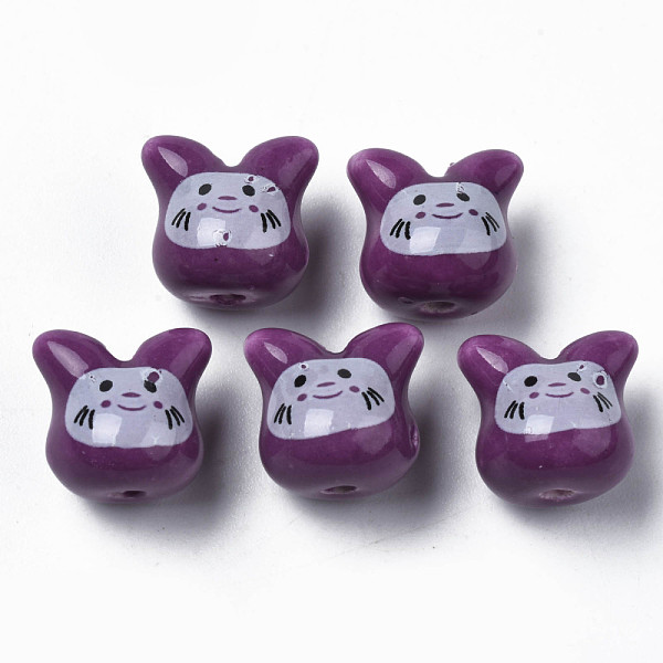 

PandaHall Handmade Porcelain Beads, Famille Rose Style, Cat, Purple, 11.5x12x10.5mm, Hole: 2mm Porcelain Cat Shape Purple