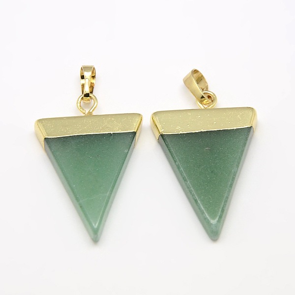 

PandaHall Natural Green Aventurine Pendants, with Golden Tone Brass Findings, Triangle, 30~35x23~28x5mm, Hole: 8x5mm Green Aventurine...