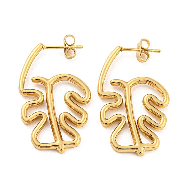 

PandaHall 304 Stainless Steel Stud Earrings, Geometric Hollow Monstera Leaf Earrings for Women, Golden, 34x19.5mm 304 Stainless Steel Leaf