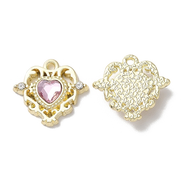 

PandaHall Eco-Friendly Alloy Pendants, with Glass, Heart, Pink, 16x17x4mm, Hole: 1.5mm Alloy Heart Pink