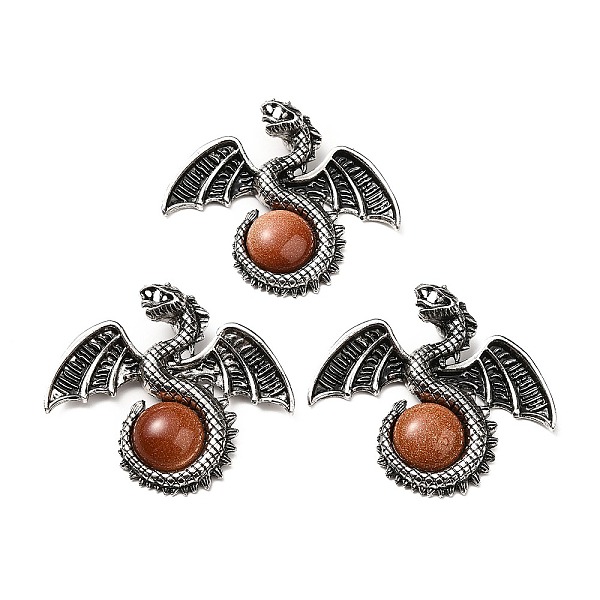 

PandaHall Synthetic Goldstone Big Pendants, Dragon Charms, with Rack Plating Antique Silver Tone Alloy Findings, Cadmium Free & Lead Free...