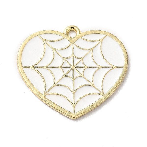 

PandaHall Alloy Enamel Pendants, Golden, Heart with Spider Web Charm, White, 22x25x1mm, Hole: 2mm Alloy+Enamel Heart White