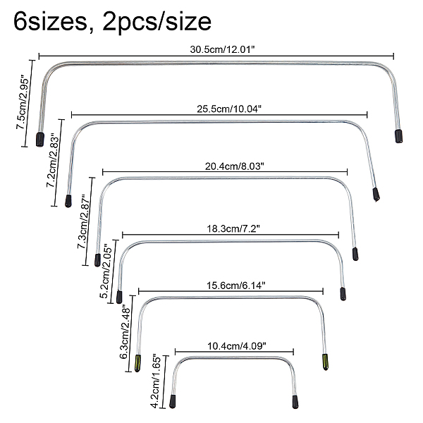 

PandaHall Steel Purse Frame, with Plastic Cover, for Bags Handbag Accessories, Platinum, 12pcs/set Stainless Steel