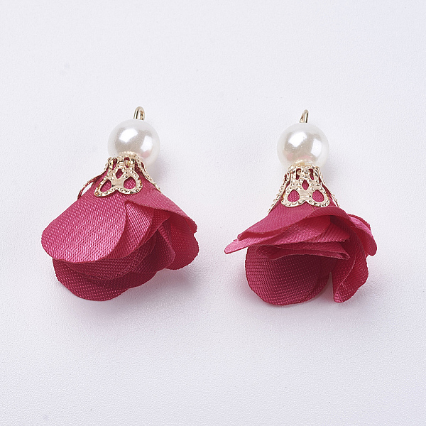 

PandaHall Nylon Pendant Decorations, with Iron Findings, and Acrylic Pearl Beads, Flower, Light Gold, Magenta, 30x27mm, Hole: 2mm Nylon..., Pink