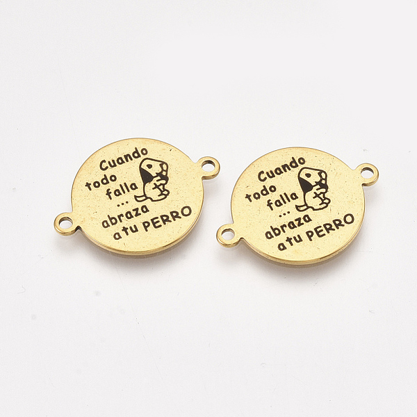 

PandaHall 304 Stainless Steel Quote Links Connectors, with Enamel, Flat Round with Word, Golden, 21.5x16x1mm, Hole: 1.4mm 304 Stainless...