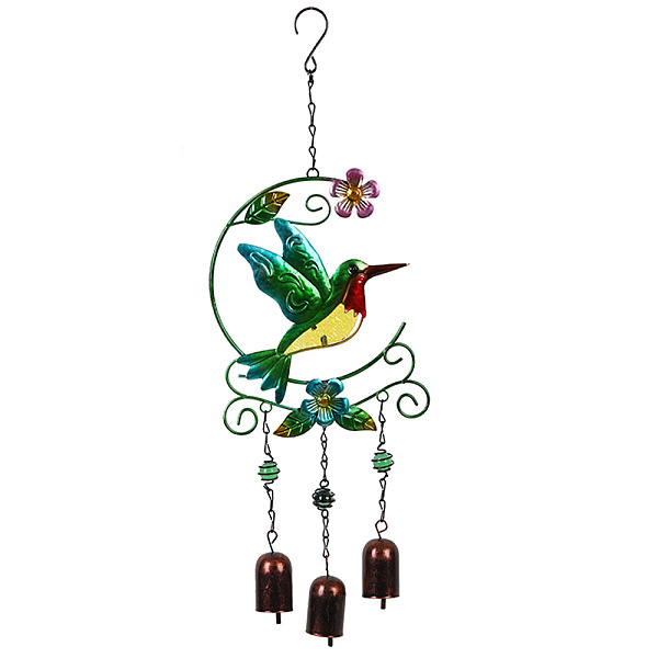 

PandaHall Glass Wind Chime, Art Pendant Decoration, with Iron Findings, for Garden, Window Decoration, Bird, 515x170mm Iron Bird