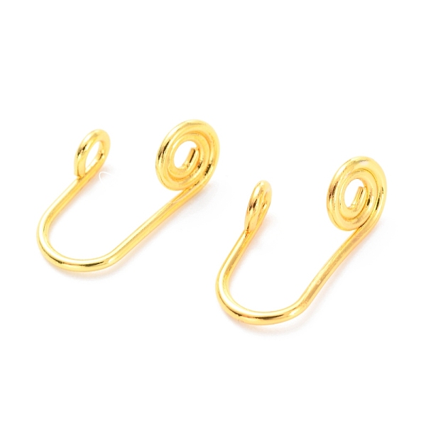 

PandaHall Brass Nose Rings, Nose Cuff Non Piercing, Clip on Nose Ring for Women Men, Vortex, Golden, 14x6x7mm, Hole: 1.5mm Brass