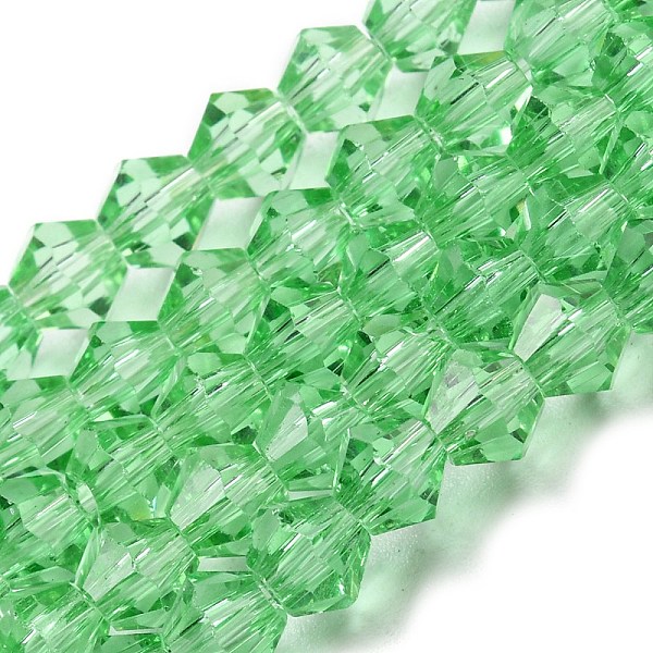 

PandaHall Transparent Glass Beads Strands, Faceted, Bicone, Light Green, 4x4mm, Hole: 0.8mm, about 82~85pcs/strand, 12.01~12.2 inch...