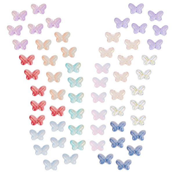 

PandaHall AHADERMAKER 200Pcs 10 Colors Transparent Baking Paint Glass Beads, Butterfly, Mixed Color, 10x14x5.5mm, Hole: 1mm, 20Pcs/color..., Multicolor