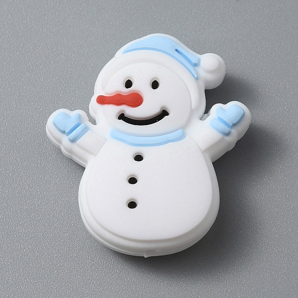 Cuentas de silicona ecológicas de grado alimenticio con tema navideño de muñeco de nieve