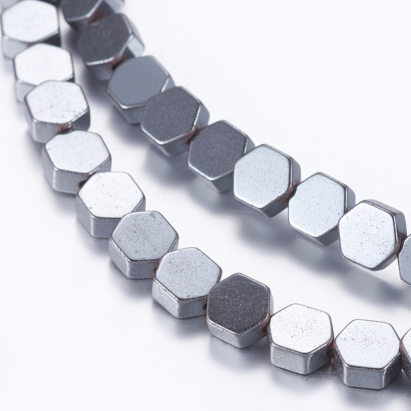 

PandaHall Non-magnetic Synthetic Hematite Beads Strands, Hexagon, 4x4x2mm, Hole: 0.5mm, about 99pcs/strand, 15.9 inch(40.5cm) Non-magnetic...