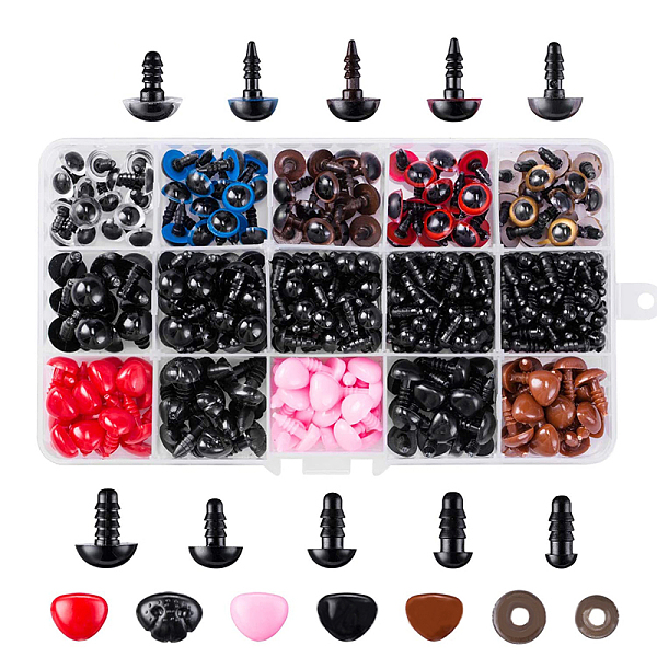

PandaHall Craft Plastic Doll Eyes & Nose Set, with Donut Plastic Nose Washer, Mixed Shapes, Doll Making Supplies, Mixed Color, Eye & Nose..., Multicolor