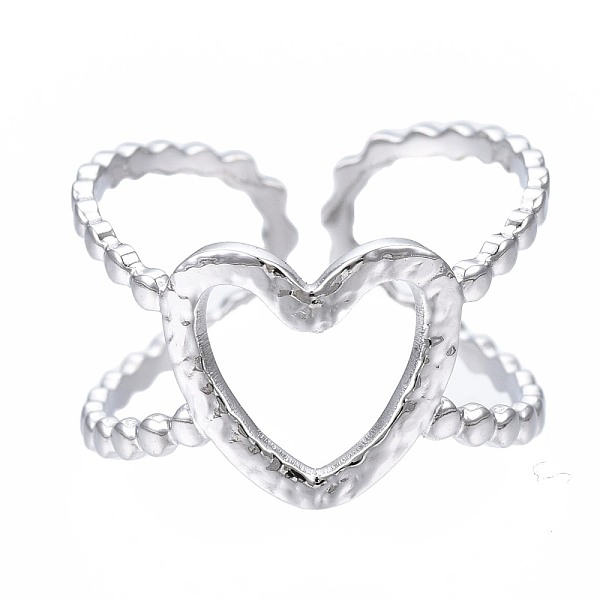 

PandaHall 304 Stainless Steel Heart Open Cuff Ring, Chunky Hollow Ring for Women, Stainless Steel Color, US Size 6 3/4(17.1mm) 304 Stainless...