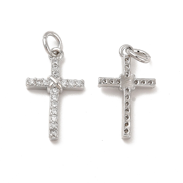 

PandaHall Brass Micro Pave Cubic Zirconia Pendants, with Jump Ring, Religion Cross Charm, Platinum, 18.5x11x3mm, Hole: 3.3mm Brass+Cubic..., Clear