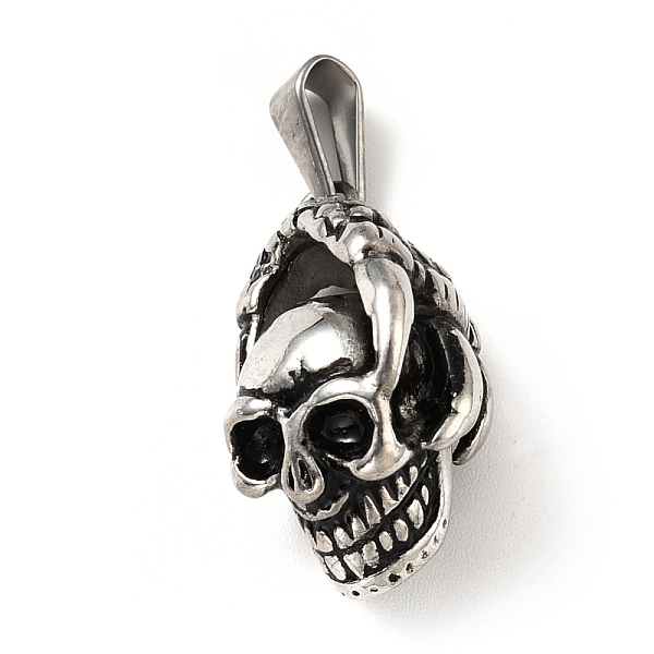 

PandaHall Vacuum Plating 304 Stainless Steel Pendants, Skull, Antique Silver, 26x13.5x14mm, Hole: 7.5x3mm 304 Stainless Steel Skull