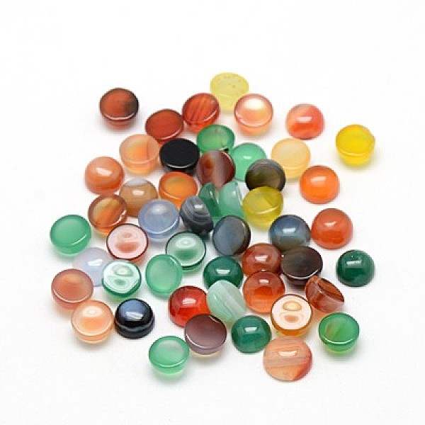 

PandaHall Natural Agate Cabochons, Half Round/Dome, Mixed Color, 8~9.5x4~5mm Natural Agate Half Round Multicolor