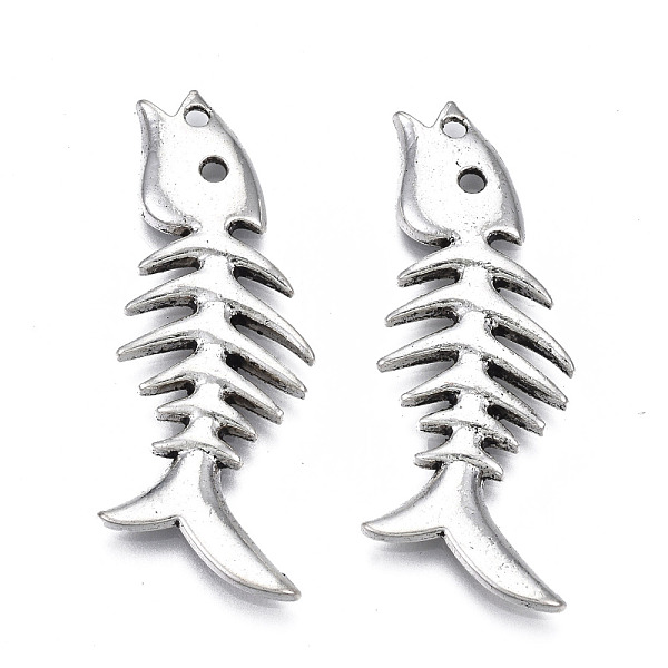 

PandaHall Tibetan Style Alloy Pendants, Cadmium Free & Lead Free, Fish Bone, Antique Silver, 39.5x15x2mm, Hole: 1.6mm, about 205pcs/500g...