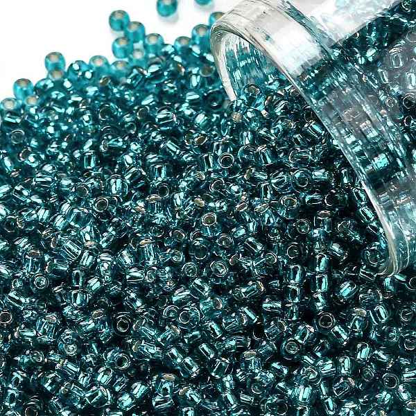 

PandaHall TOHO Round Seed Beads, Japanese Seed Beads, (23BDA) Green Aqua Silver Lined, 11/0, 2.2mm, Hole: 0.8mm, about 50000pcs/pound Glass..., Cyan