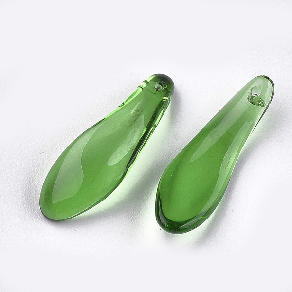 

PandaHall Spray Painted Glass Pendants, Leaf, Green, 26x8.5x3.5mm, Hole: 0.5mm Glass Leaf Green