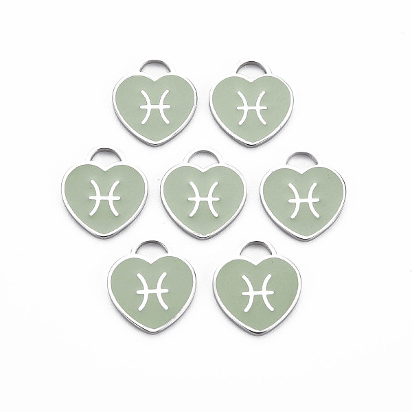 

PandaHall 304 Stainless Steel Pendants, with Enamel, Heart with 12 Constellations, Pisces, 16.5x14.5x1.5mm, Hole: 3x3.5mm Stainless...