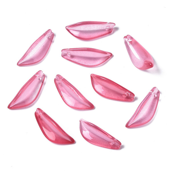 

PandaHall Transparent Spray Painted Glass Pendants, Leaf, Cerise, 21.5x8x5mm, Hole: 1.2mm Glass Leaf Red