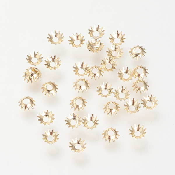 

PandaHall Brass Bead Caps, Nickel Free, Real 18K Gold Plated, 4x1mm, Hole: 1.5mm Brass