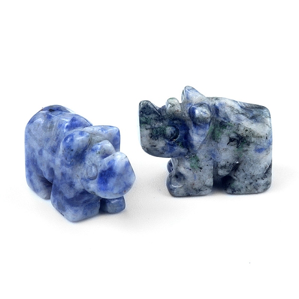 

PandaHall Natural Blue Spot Jasper Carved Healing Rhinoceros Figurines, Reiki Energy Stone Display Decorations, 26x17~20mm Blue Spot Jasper...
