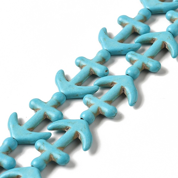 

PandaHall Synthetic Turquoise Dyed Beads Strands, Anchor, Turquoise, 21x15x2.5mm, Hole: 1.2mm, about 19pcs/strand, 15.63''(39.7cm) Synthetic..., Green