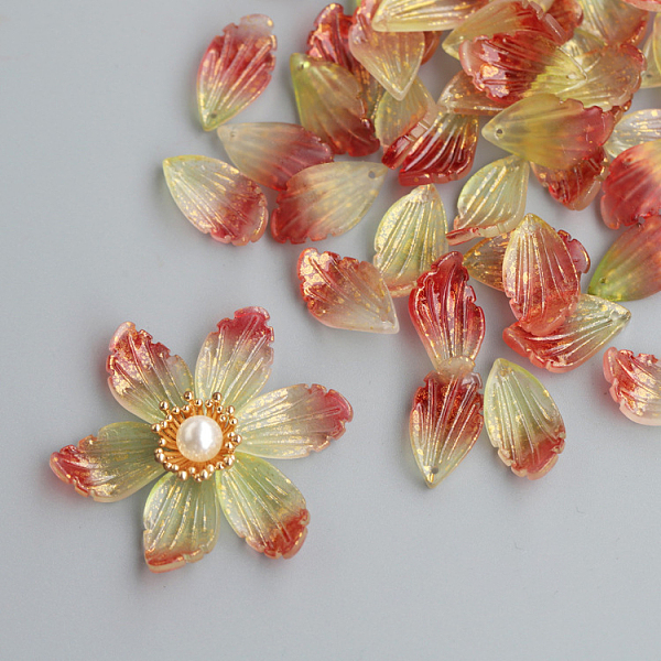 

PandaHall Handmade Lampwork Pendants, with Gold Foil, Petaline, Dark Khaki, 22x12x4mm, Hole: 1mm Lampwork Petaline