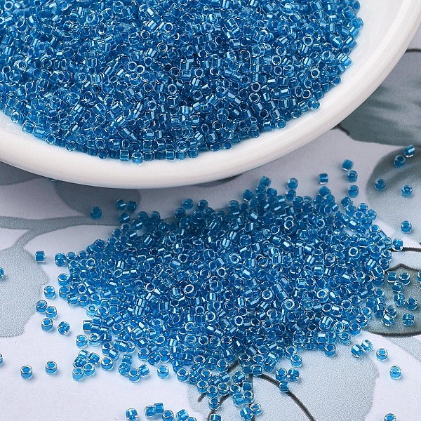 

PandaHall MIYUKI Delica Beads, Cylinder, Japanese Seed Beads, 11/0, (DB0920) Sparkling Cerulean Blue Lined Crystal, 1.3x1.6mm, Hole: 0.8mm...
