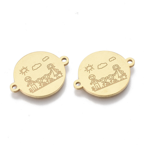 

PandaHall 201 Stainless Steel Links connectors, Flat Round, Golden, 16x21x1mm, Hole: 1.4mm 201 Stainless Steel Flat Round