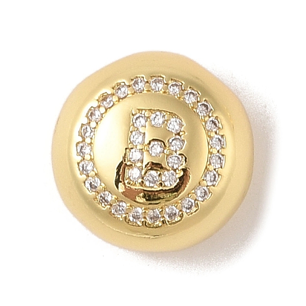 

PandaHall Rack Plating Brass & Cubic Zirconia Pendants, Cadmium Free & Lead Free, Long-Lasting Plated, Flat Round with Letter, Letter B..., Clear