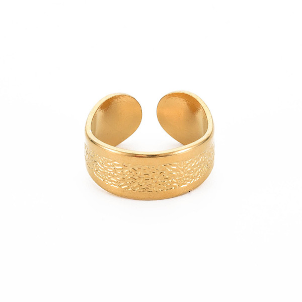 

PandaHall Ion Plating(IP) 304 Stainless Steel Flat Open Cuff Ring for Women, Nickel Free, Real 18K Gold Plated, US Size 9 1/2(19.3mm) 304...