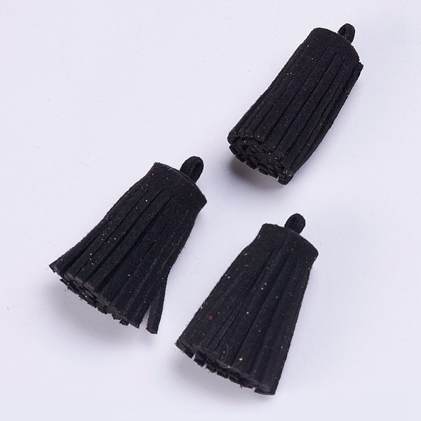 

PandaHall Faux Suede Tassel Pendant Decorations, Black, 33x13~15mm, Hole: 3~4mm Faux Suede Black