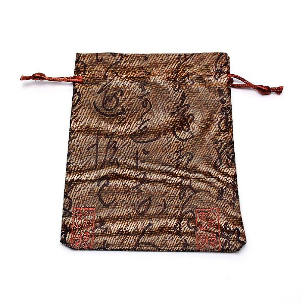 

PandaHall Silk Pouches, Drawstring Bag, Rectangle with Ancient Petry Pattern, Sienna, 13.2x10.4x0.35cm Silk Others Brown