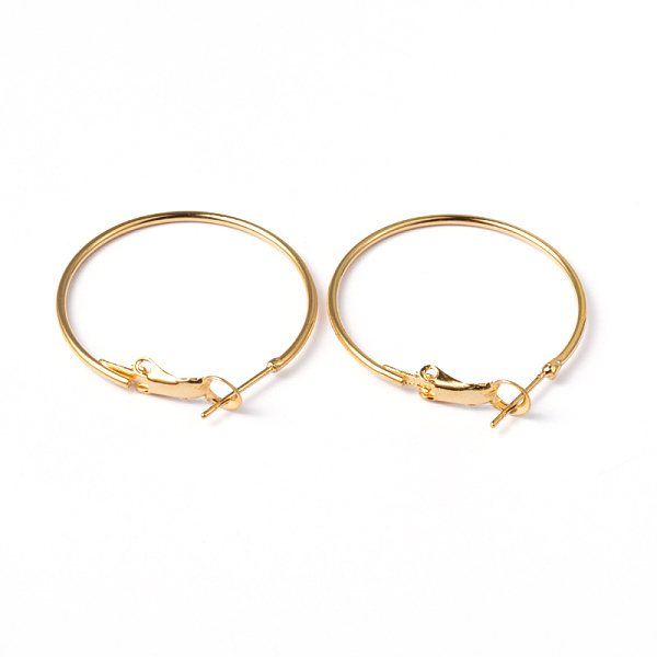 

PandaHall Golden Plated Brass Hoop Earrings, Nickel Free, 30x1.2mm Brass