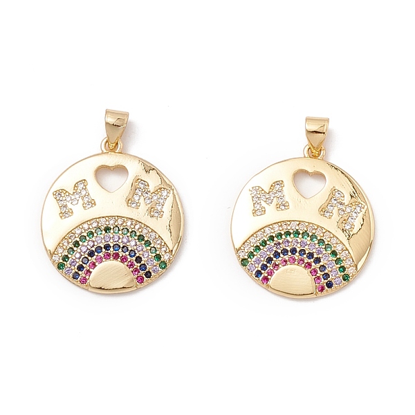 Mother's Day Theme Brass Micro Pave Colorful Cubic Zirconia Pendants