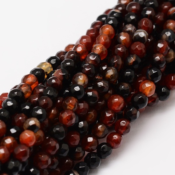 

PandaHall Faceted Natural Agate Round Beads Strands, Dyed, Chocolate, 4mm, Hole: 1mm, about 92pcs/strand, 15.3 inch Natural Agate Round..., Brown
