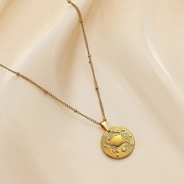 

PandaHall Constellation Coin Stainless Steel Pendant Necklace for Women, Golden, Cancer, 17.72 inch(45cm) Stainless Steel Cancer