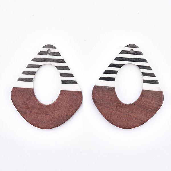 

PandaHall Resin & Wood Pendants, teardrop, Sienna, 49x41x3~4mm, Hole: 2mm Resin+Wood Teardrop Brown