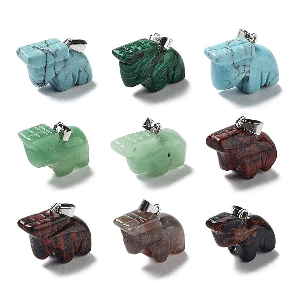 

PandaHall Natural & Synthetic Mixed Gemstone Pendants, Moose Charms with Platinum Plated Metal Snap on Bails, Mixed Dyed and Undyed...