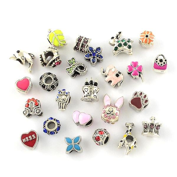 

PandaHall Mixed Style Alloy Enamel European Beads, Large Hole Beads, Mixed Color, 8~18x8~16x6~11mm, Hole: 4~5mm Alloy Rhinestone+Enamel..., Multicolor