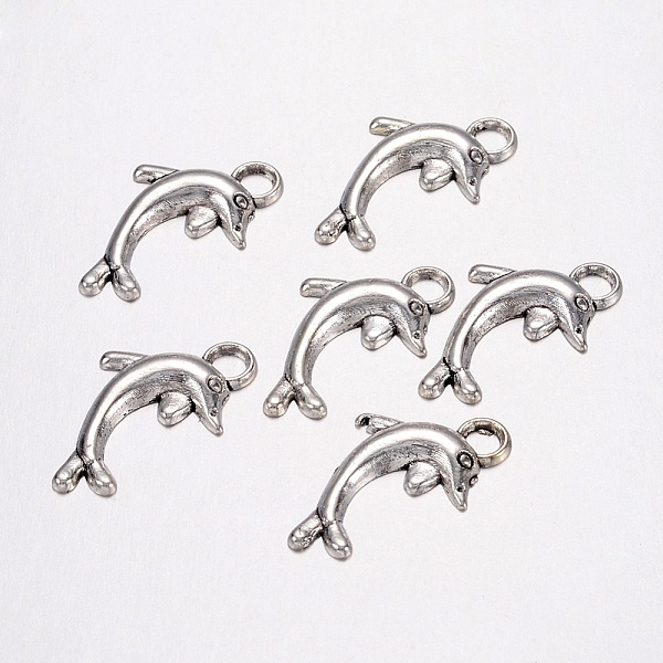 

PandaHall Tibetan Style Alloy Metal Pendants, Cadmium Free & Lead Free, Dolphin, Antique Silver, 19x11.5mm, Hole: 2.5mm Alloy Dolphin