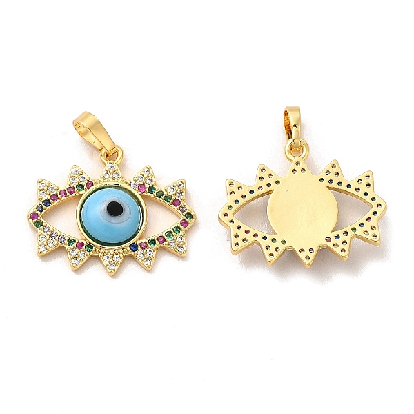 

PandaHall Rack Plating Brass Micro Pave Colorful Cubic Zirconia Pendants, with Handmade Evil Eye Lampwork, Cadmium Free & Lead Free...