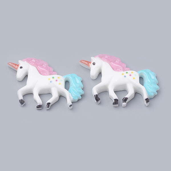 

PandaHall Resin Cabochons, Unicorn, Colorful, 22x29x5mm Resin Unicorn