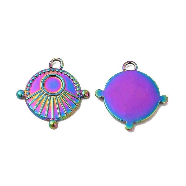 

PandaHall Ion Plating(IP) 304 Stainless Steel Pendant Cabochons Settings, Flat Round, Rainbow Color, Tray: 4mm , 16.5x16x1.5mm, Hole: 1.6mm...